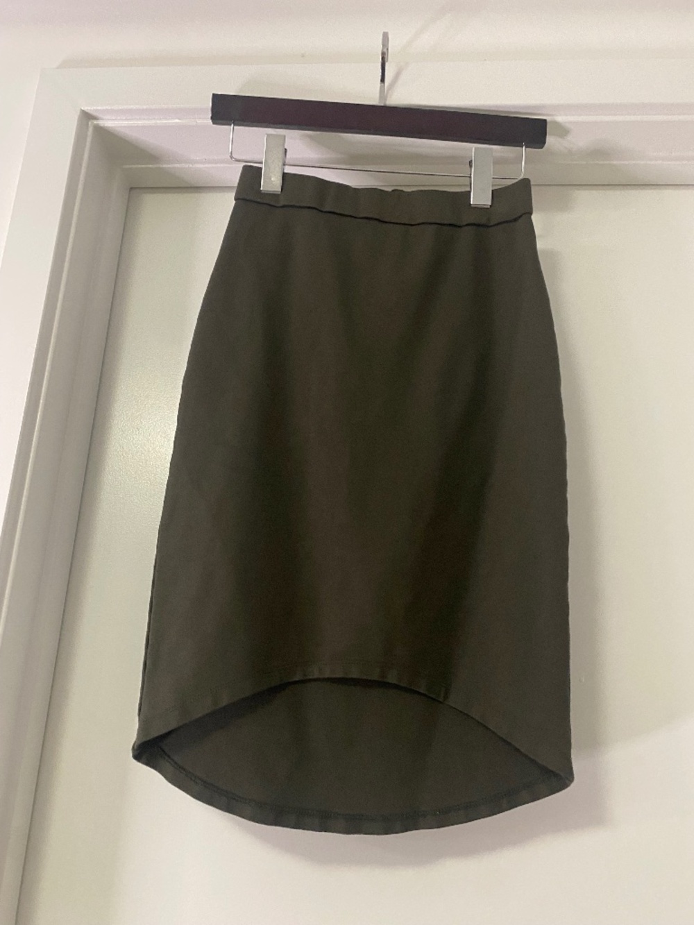 Olive green high low pencil skirt- Size Small